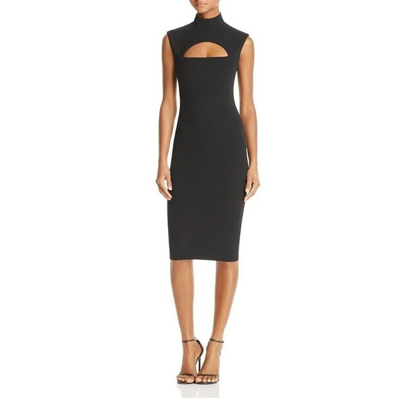 NWD Nookie Manhattan Midi Dress Size XS Black Cocktail Cutout Stretch - Picture 3 of 13